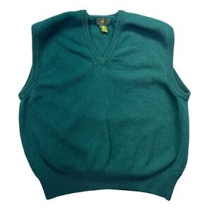 Vintage Club Room Vest Women's XL Teal Green Sweater Pullover 100% Lambswool 80s